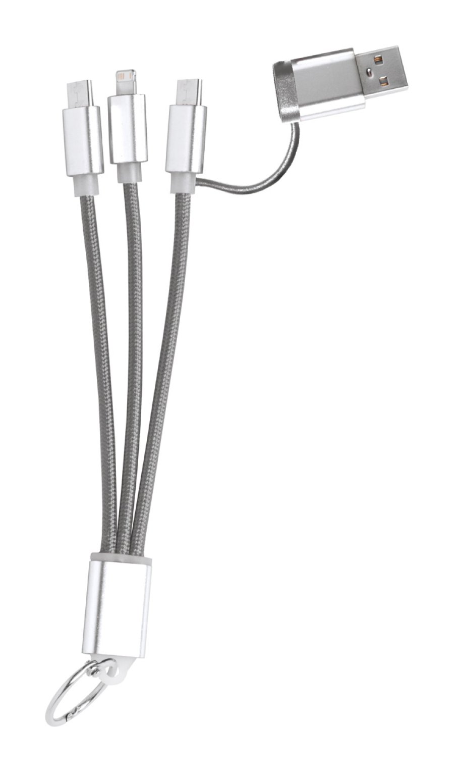 Frecles USB nabíjecí kabel s přívěškem na klíče, šedá