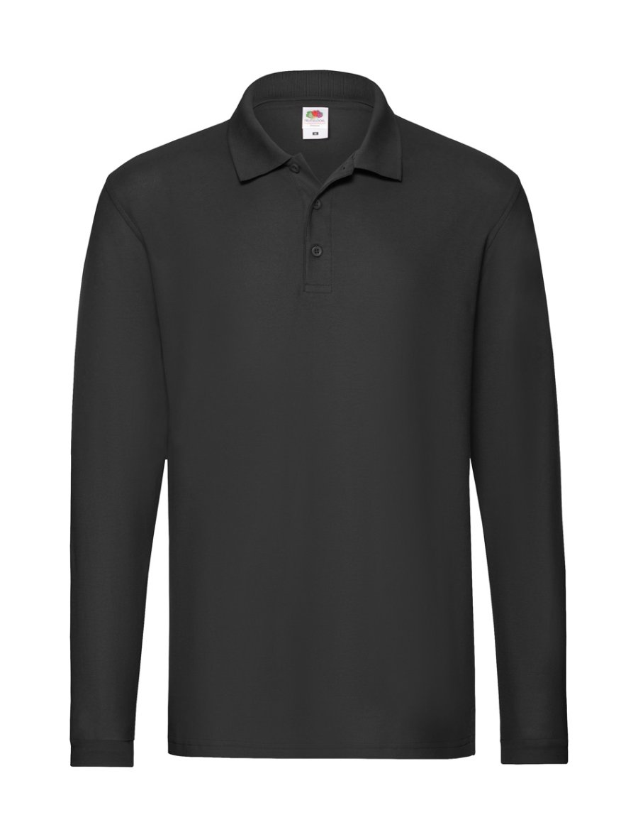 Premium Long Sleeve polokošile, černá