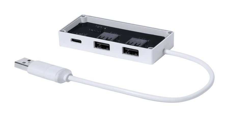 Hevan průhledný USB hub, bílá